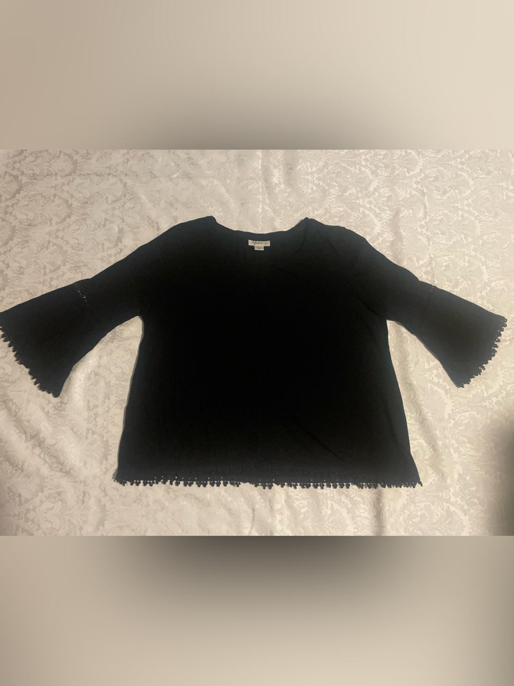 Style & Co. Black Petite Crewneck Top
